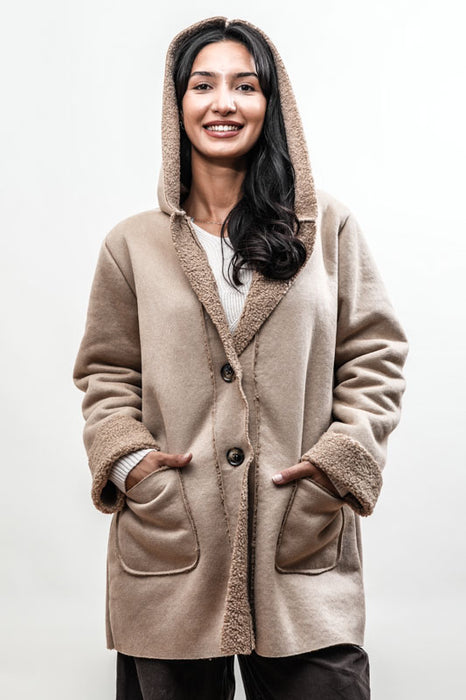 Veste à capuche en polyester beige - Taille unique