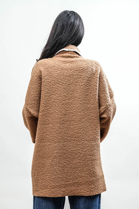 Veste 2 poches polyester camel/blanc - Taille unique