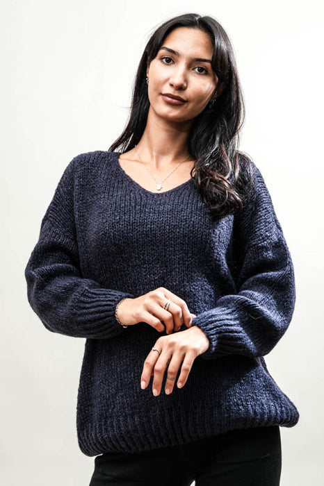 Pull tricoté bleu marine - Taille unique