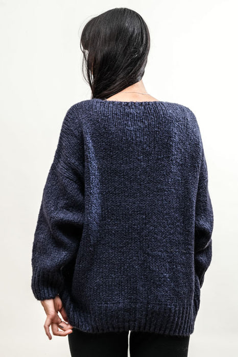 Pull tricoté bleu marine - Taille unique