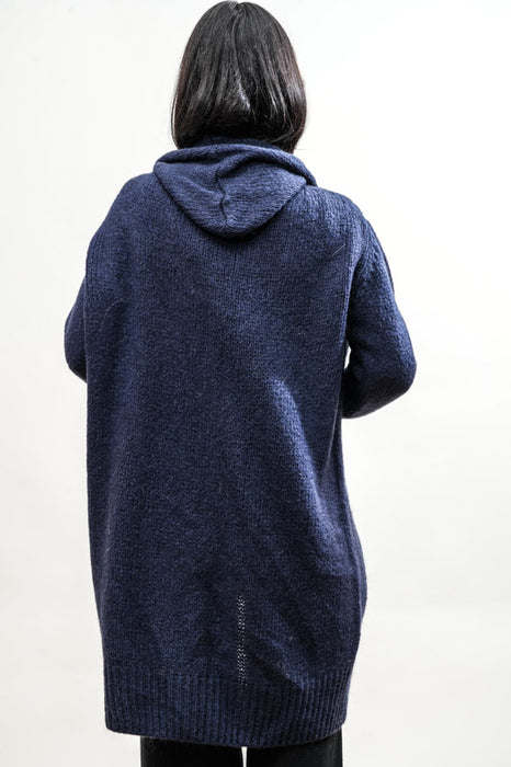 Cardigan long à capuche bleu marine - Taille unique