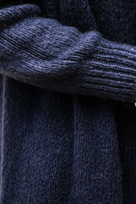 Cardigan long à capuche bleu marine - Taille unique