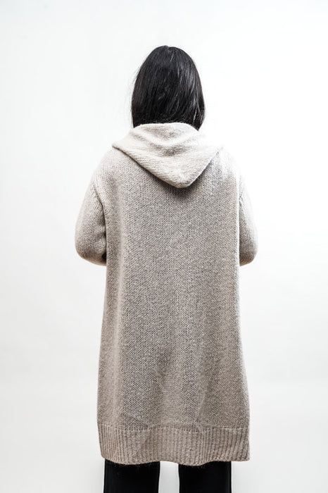 Cardigan long à capuche beige - Taille unique