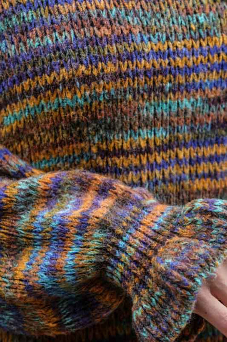 Pull tricoté rayé jaune/multicolore - Taille unique