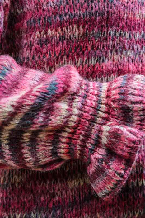 Pull tricoté à rayures rouges/multicolores - Taille unique