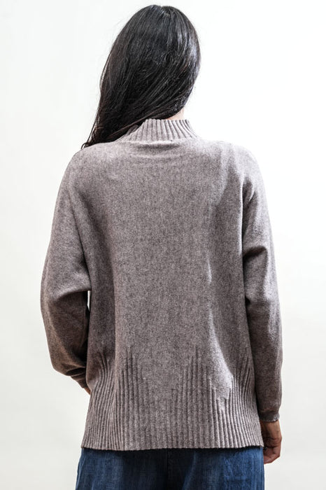 Pull tricoté viscose/nylon taupe - Taille unique