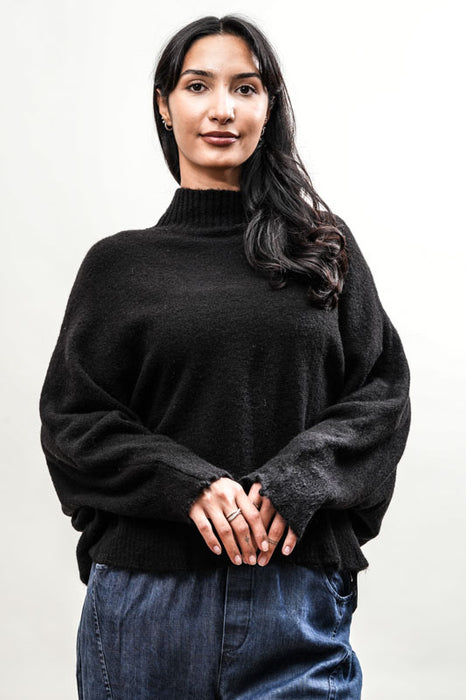 Strickpullover Fledermausärmel schwarz - One Size