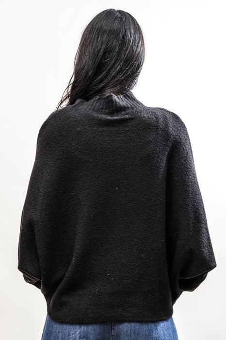 Strickpullover Fledermausärmel schwarz - One Size