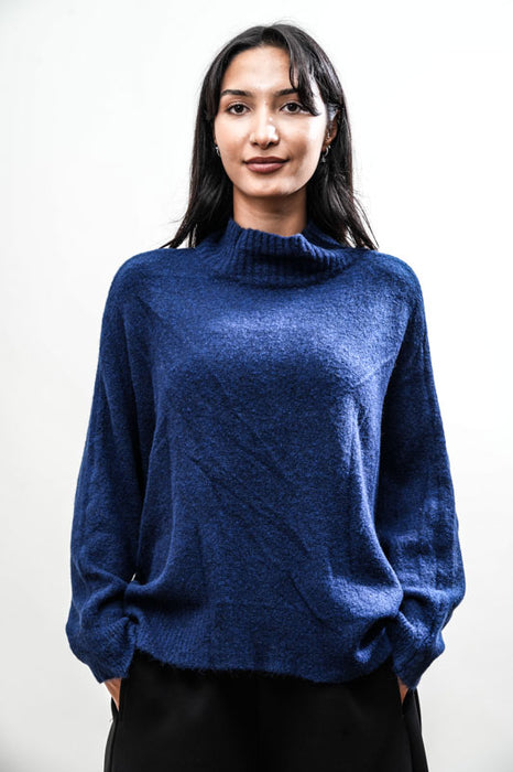 Strickpullover Fledermausärmel royalblau - One Size