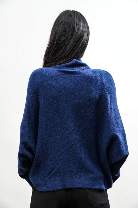 Strickpullover Fledermausärmel royalblau - One Size