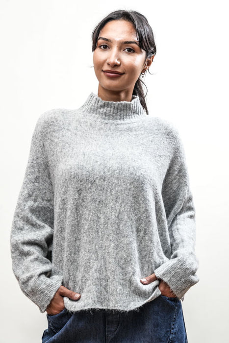 Strickpullover Fledermausärmel hellgrau - One Size