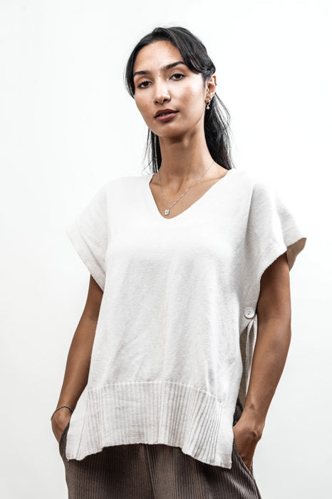 Gilet seitliche Knöpfe offwhite - One Size