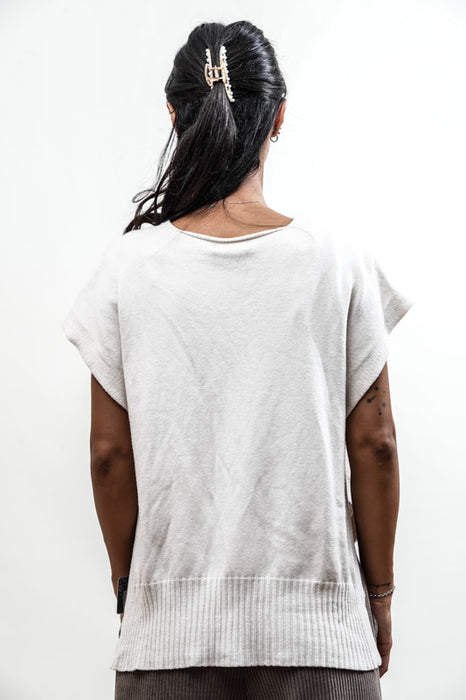 Gilet seitliche Knöpfe offwhite - One Size