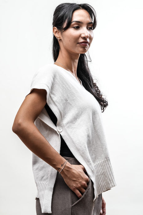 Gilet seitliche Knöpfe offwhite - One Size