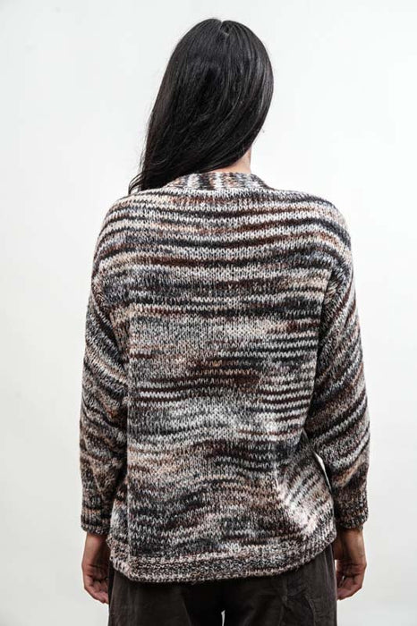 Cardigan court à rayures gris/marron/multicolore - Taille unique
