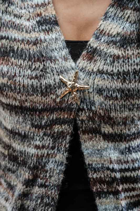 Cardigan court à rayures gris/marron/multicolore - Taille unique