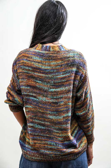 Cardigan court à rayures jaunes/multicolores - Taille unique