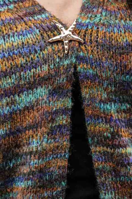 Cardigan court à rayures jaunes/multicolores - Taille unique