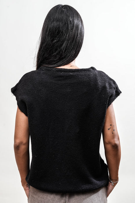 Gilet court en maille noir - Taille unique