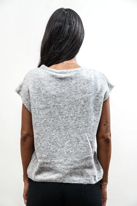 Gilet court en tricot gris - Taille unique