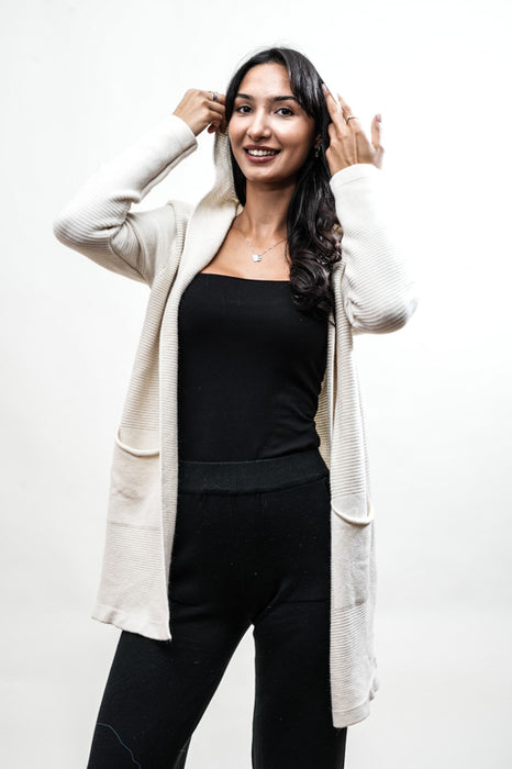 Veste à capuche blanc cassé - Taille unique