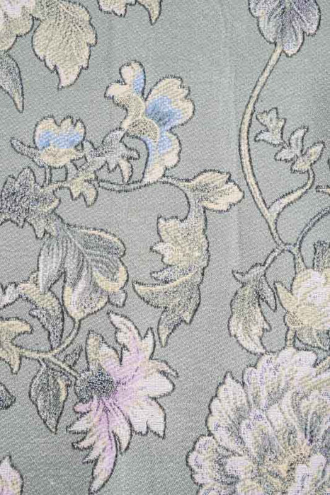Scarf viscose/wool flowers khaki 70x180cm
