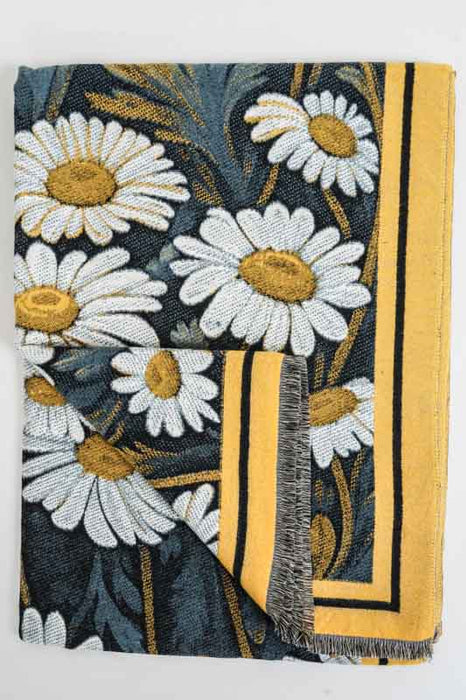 Scarf viscose/wool flowers 70x180cm