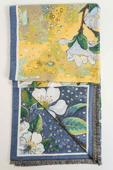 Scarf viscose/wool flowers 70x180cm