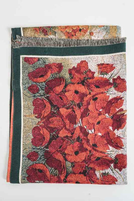 Scarf viscose/wool colorful flowers 70x180cm