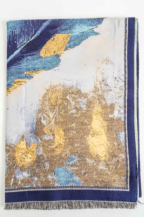 Scarf viscose/wool colorful feather 65x180cm