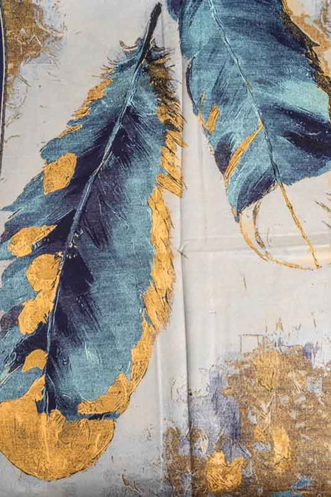 Scarf viscose/wool colorful feather 65x180cm