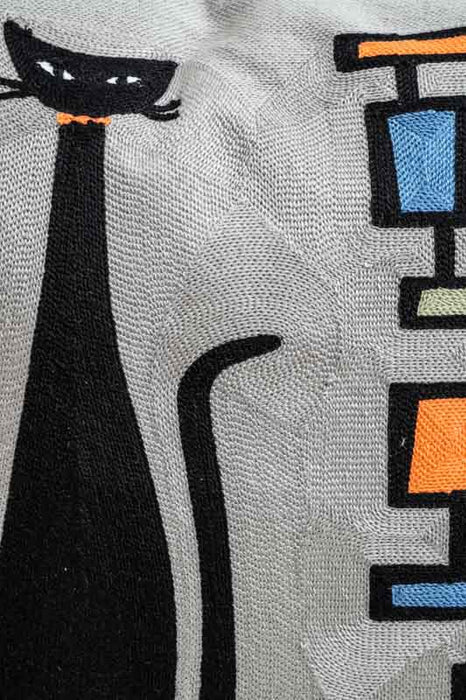 Cushion cover cotton 1 sitting cat with cat tree 45x45 cm