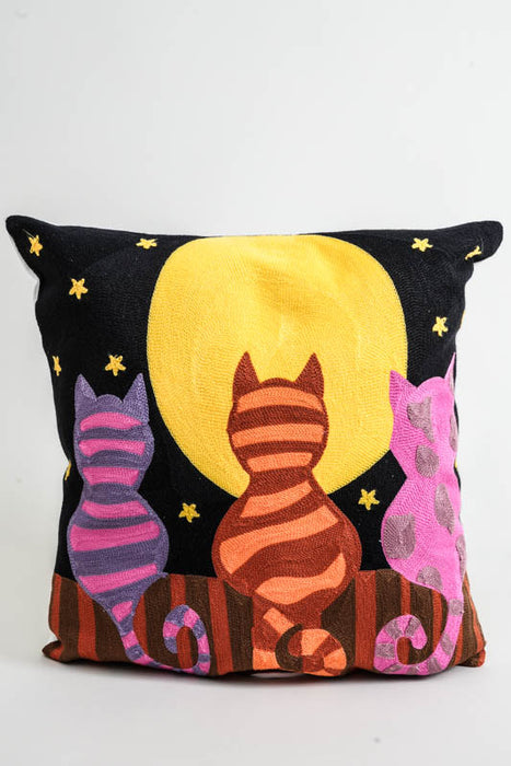 Cushion cover cotton 3 kittens with full moon 45x45 cm