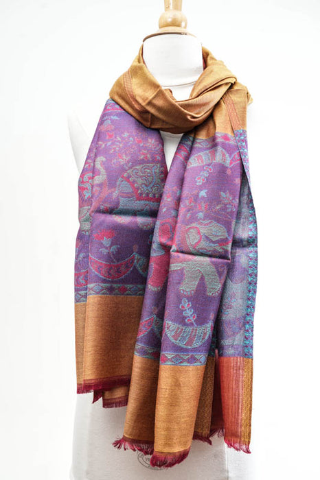 Scarf silk/viscose elephants assorted 75x200 cm