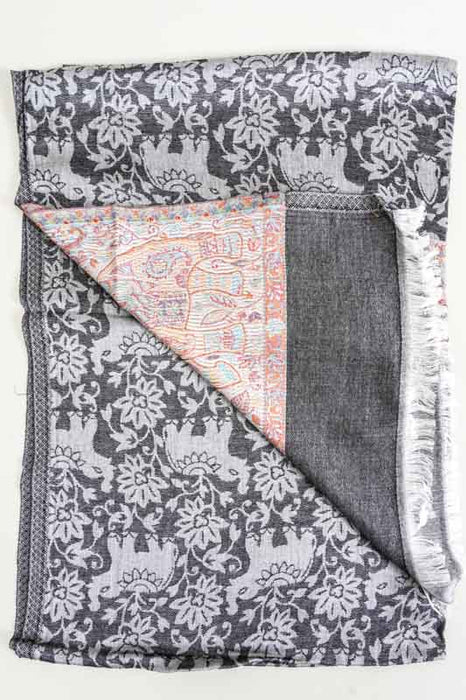 Scarf silk/viscose elephants assorted 75x200 cm