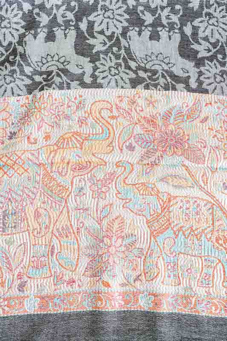 Scarf silk/viscose elephants assorted 75x200 cm