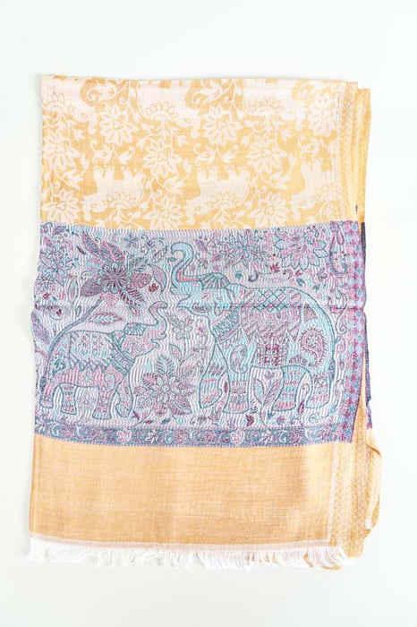 Scarf silk/viscose elephants assorted 75x200 cm