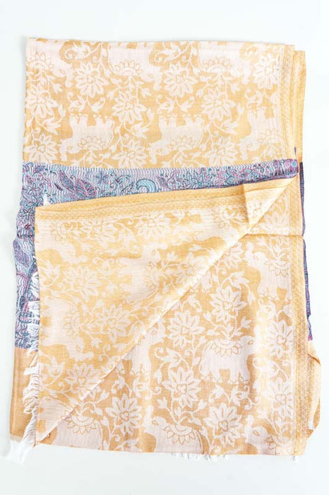 Scarf silk/viscose elephants assorted 75x200 cm