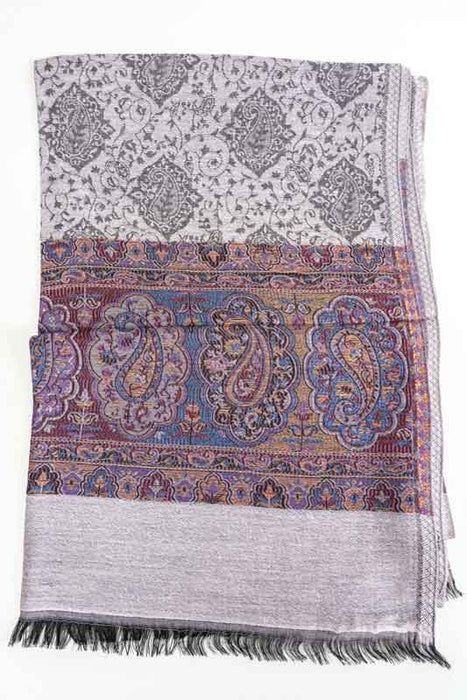 Écharpe soie/viscose motif cachemire assorti 75x200 cm