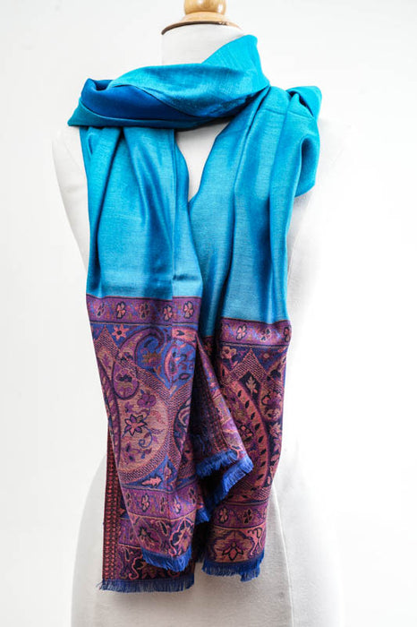 Scarf silk/viscose paisley pattern assorted 75x200 cm