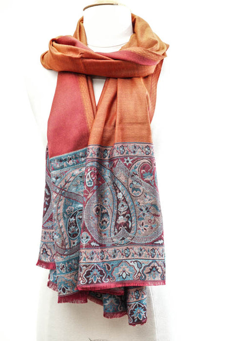 Scarf silk/viscose paisley pattern assorted 75x200 cm