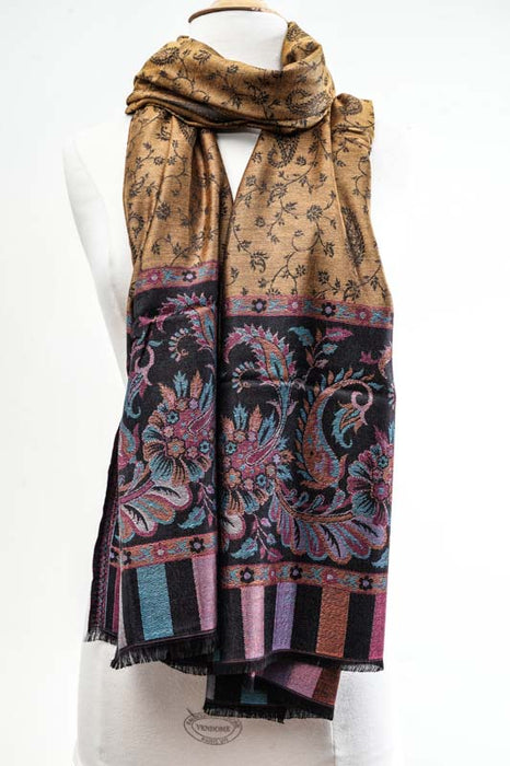 Scarf silk/viscose paisley pattern assorted 75x200 cm