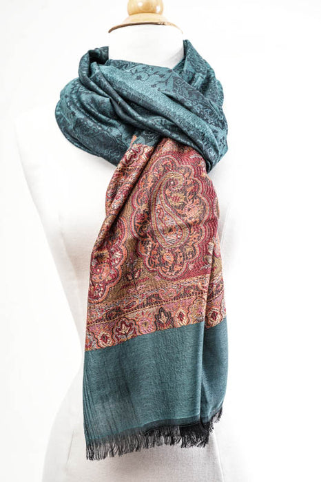 Écharpe soie/viscose motif cachemire assorti 75x200 cm