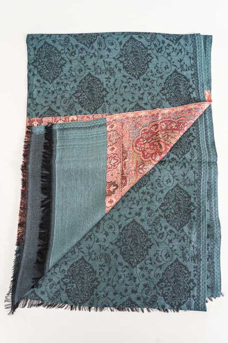 Écharpe soie/viscose motif cachemire assorti 75x200 cm