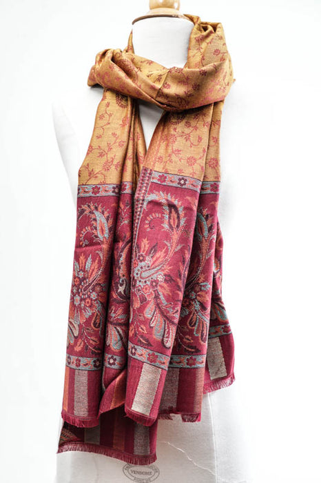 Écharpe soie/viscose motif cachemire assorti 75x200 cm