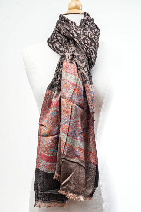 Écharpe en soie/viscose à motifs 75x200 cm