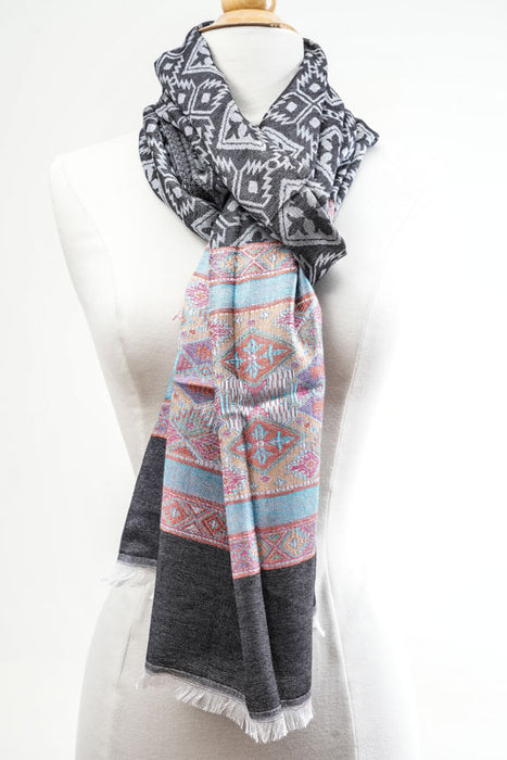 Écharpe en soie/viscose à motifs 75x200 cm