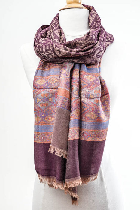 Écharpe en soie/viscose à motifs 75x200 cm