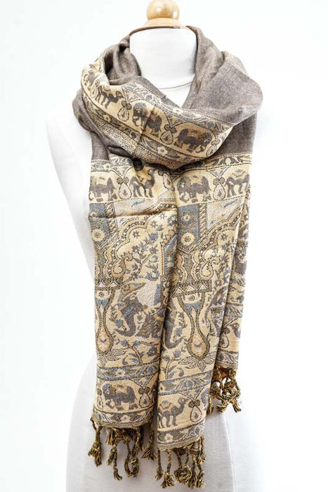 Schal Viskose Elefanten assortiert  65x200 cm