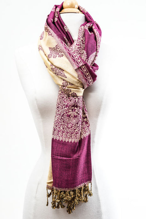 Patterned viscose scarf 65x200 cm